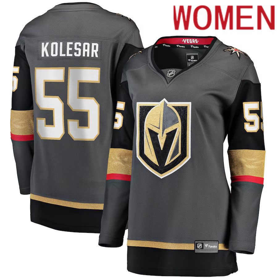 Women Vegas Golden Knights 55 Keegan Kolesar Fanatics Branded Gray Alternate Breakaway Player NHL Jersey